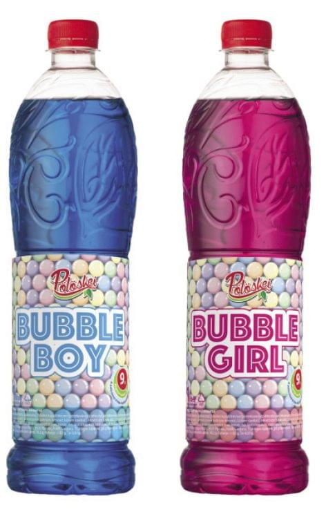 Limited edition Pölöskei Bubble Boy and Bubble Girl fruit syrups