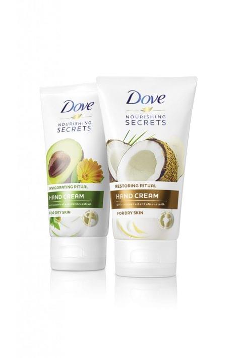 Dove Nourishing Secrets Invigorating Ritual hand cream and Nourishing Secrets Restoring  Ritual hand cream
