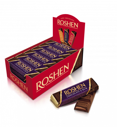 Roshen étcsokoládé-szelet rumos töltelékkel