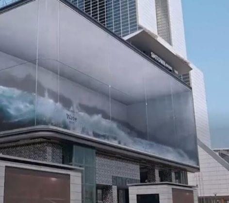 A giant wave on a LED façade in South Korea- Video of the day