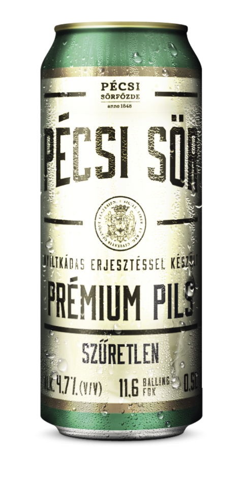 Pécsi Prémium Szűretlen Pils  0,5 l-es dobozos sör