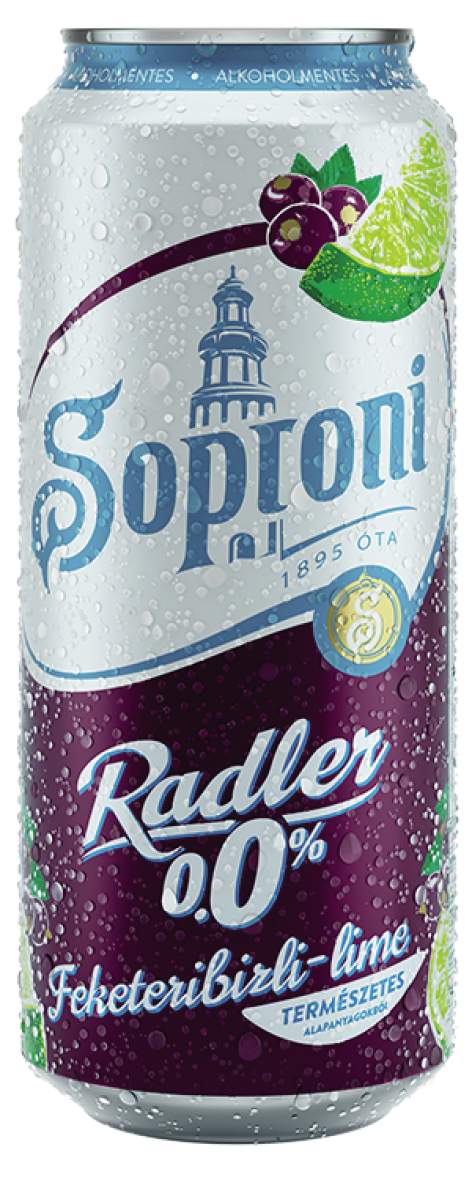 Soproni Radler 0,0% Fekete ribizli-lime