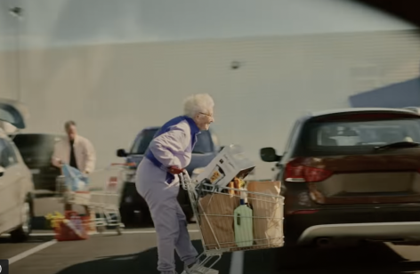 An elderly woman travels into space on a shopping trolley in Fanta’s new commercial