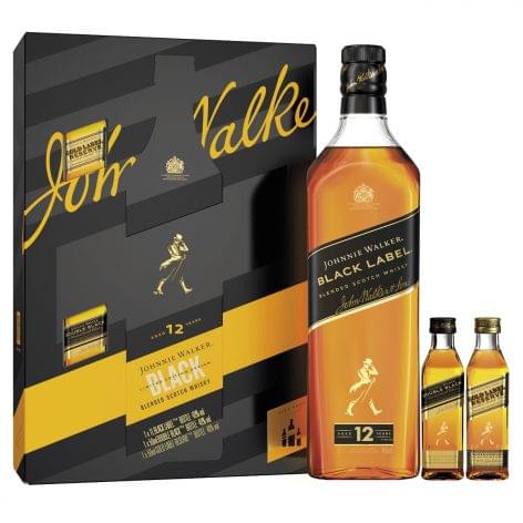 Johnnie Walker Red Label with two glasses and Johnnie Walker Black Label + 2 mini