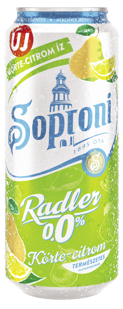 Soproni Radler Körte-Citrom 0,0% 0,5 l doboz