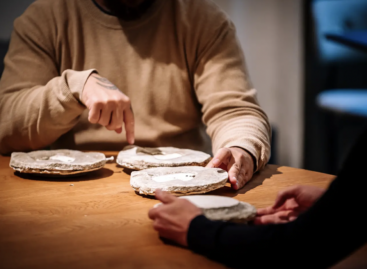 A sustainable plate is made from mycelium and hemp in collaboration between MOME and the Michelin-starred Salt