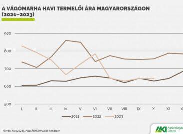 The producer price of young bulls and slaughter heifers increased