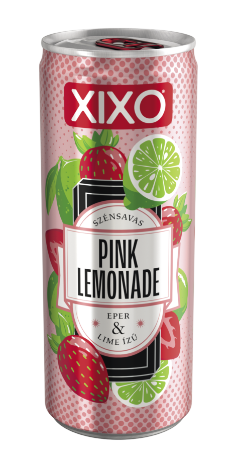 XIXO Pink Lemonade Eper- és Lime 250 ml, szénsavas üdítőital