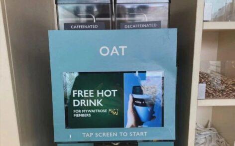 Waitrose introduces oat milk coffee vending machine
