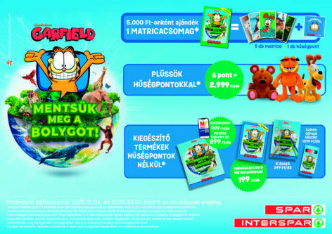 Garfield ismét főszerepben: matricák, album, vadonatúj plüssök és kiegészítők a SPAR hűségpromóciójában