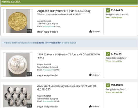 23 milliós érmegyűjtemény a Vatera 2025-ös rekorder eladása